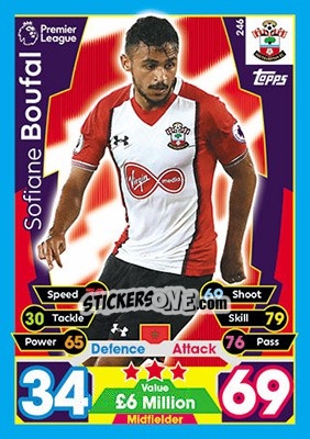 Sticker Sofiane Boufal - English Premier League 2017-2018. Match Attax n. 246 - Topps