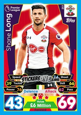 Figurina Shane Long - English Premier League 2017-2018. Match Attax - Topps