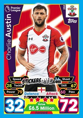 Sticker Charlie Austin - English Premier League 2017-2018. Match Attax - Topps