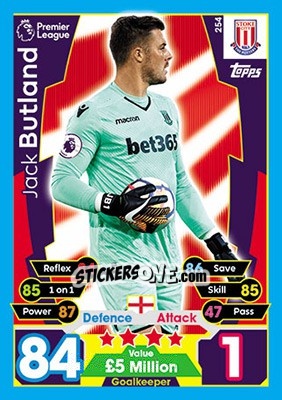 Sticker Jack Butland - English Premier League 2017-2018. Match Attax - Topps