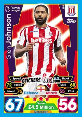 Sticker Glen Johnson - English Premier League 2017-2018. Match Attax - Topps