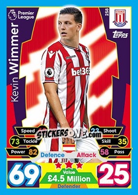 Sticker Kevin Wimmer - English Premier League 2017-2018. Match Attax - Topps