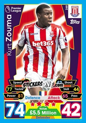 Sticker Kurt Zouma - English Premier League 2017-2018. Match Attax - Topps