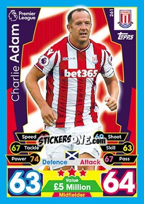 Sticker Charlie Adam - English Premier League 2017-2018. Match Attax - Topps