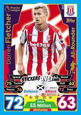 Sticker Darren Fletcher - English Premier League 2017-2018. Match Attax - Topps
