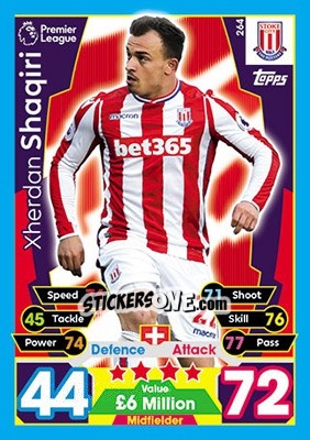 Sticker Xherdan Shaqiri - English Premier League 2017-2018. Match Attax n. 264 - Topps