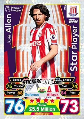 Sticker Joe Allen - English Premier League 2017-2018. Match Attax - Topps