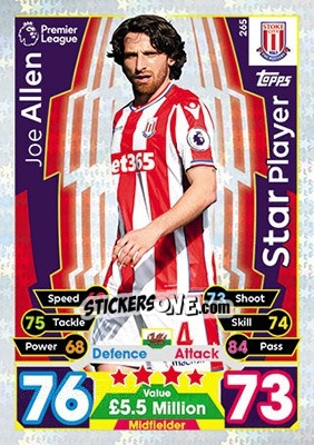 Sticker Joe Allen - English Premier League 2017-2018. Match Attax n. 265 - Topps
