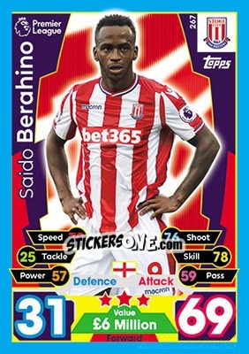 Sticker Saido Berahino - English Premier League 2017-2018. Match Attax - Topps