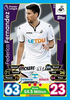 Sticker Federico Fernandez - English Premier League 2017-2018. Match Attax - Topps