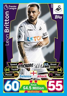 Sticker Leon Britton - English Premier League 2017-2018. Match Attax - Topps