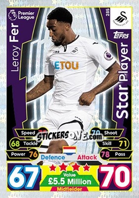 Figurina Leroy Fer - English Premier League 2017-2018. Match Attax - Topps