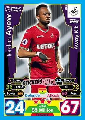 Sticker Jordan Ayew - English Premier League 2017-2018. Match Attax n. 286 - Topps