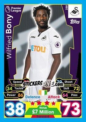 Cromo Wilfried Bony - English Premier League 2017-2018. Match Attax - Topps