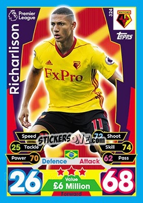 Sticker Richarlison - English Premier League 2017-2018. Match Attax n. 324 - Topps