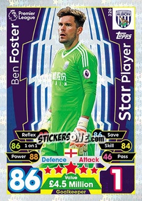 Sticker Ben Foster - English Premier League 2017-2018. Match Attax - Topps