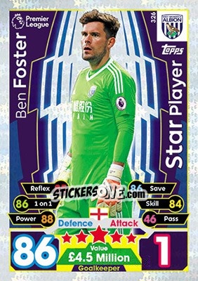 Figurina Ben Foster - English Premier League 2017-2018. Match Attax - Topps