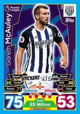 Sticker Gareth McAuley - English Premier League 2017-2018. Match Attax - Topps