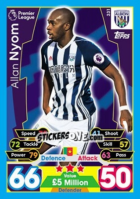 Cromo Allan Nyom - English Premier League 2017-2018. Match Attax - Topps