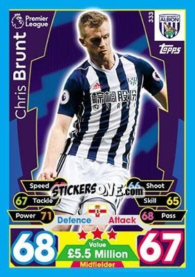 Sticker Chris Brunt - English Premier League 2017-2018. Match Attax - Topps