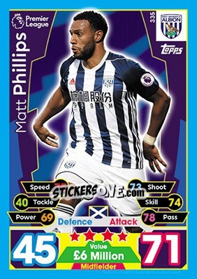 Sticker Matt Phillips - English Premier League 2017-2018. Match Attax - Topps