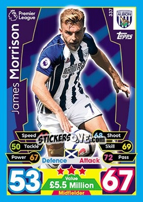 Sticker James Morrison - English Premier League 2017-2018. Match Attax - Topps