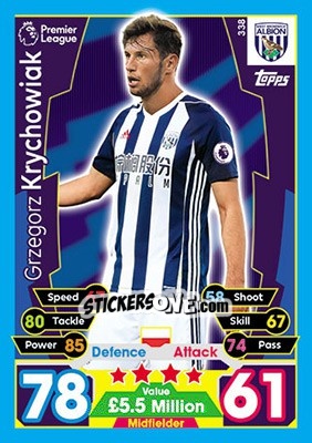 Sticker Grzegorz Krychowiak - English Premier League 2017-2018. Match Attax n. 338 - Topps