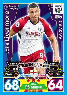 Sticker Jake Livermore - English Premier League 2017-2018. Match Attax - Topps