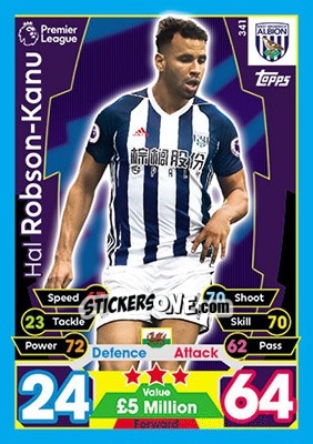 Sticker Hal Robson-Kanu - English Premier League 2017-2018. Match Attax - Topps