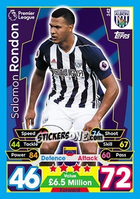 Sticker Salomon Rondon - English Premier League 2017-2018. Match Attax n. 342 - Topps