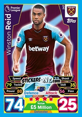 Cromo Winston Reid - English Premier League 2017-2018. Match Attax - Topps