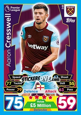 Cromo Aaron Cresswell - English Premier League 2017-2018. Match Attax - Topps
