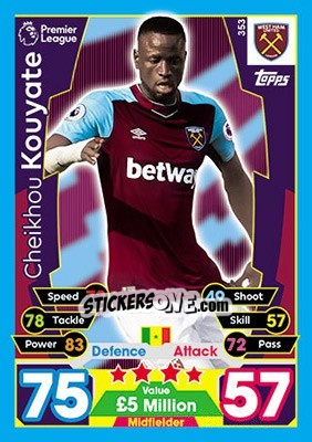 Figurina Cheikhou Kouyate - English Premier League 2017-2018. Match Attax - Topps
