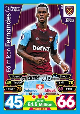 Sticker Edimilson Fernandes - English Premier League 2017-2018. Match Attax - Topps