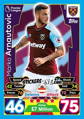 Sticker Marko Arnautovic - English Premier League 2017-2018. Match Attax - Topps