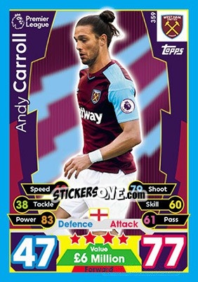 Sticker Andy Carroll - English Premier League 2017-2018. Match Attax - Topps