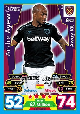 Sticker Andre Ayew - English Premier League 2017-2018. Match Attax n. 360 - Topps