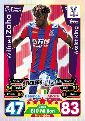 Figurina Wilfried Zaha - English Premier League 2017-2018. Match Attax - Topps