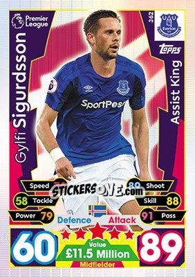 Sticker Gylfi Sigurdsson - English Premier League 2017-2018. Match Attax - Topps