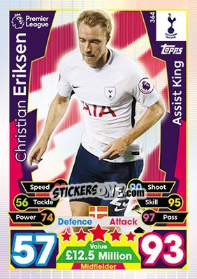 Cromo Christian Eriksen - English Premier League 2017-2018. Match Attax - Topps