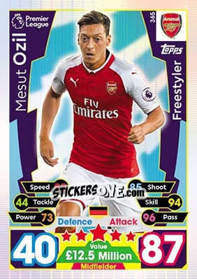 Sticker Mesut Ozil - English Premier League 2017-2018. Match Attax n. 365 - Topps