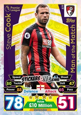 Figurina Steve Cook - English Premier League 2017-2018. Match Attax - Topps