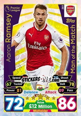 Sticker Aaron Ramsey - English Premier League 2017-2018. Match Attax n. 381 - Topps
