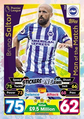 Figurina Bruno Saltor - English Premier League 2017-2018. Match Attax - Topps