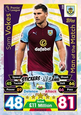 Sticker Sam Vokes - English Premier League 2017-2018. Match Attax - Topps