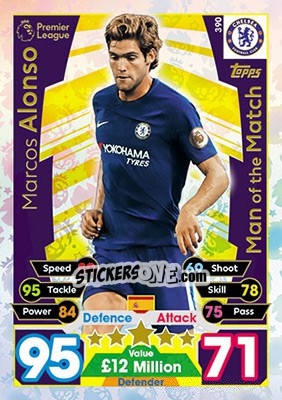 Cromo Marcos Alonso - English Premier League 2017-2018. Match Attax - Topps
