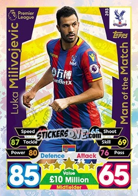 Sticker Luka Milivojevic - English Premier League 2017-2018. Match Attax - Topps
