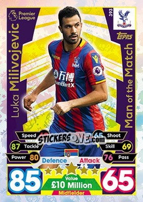 Sticker Luka Milivojevic - English Premier League 2017-2018. Match Attax n. 393 - Topps