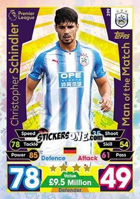 Sticker Christopher Schindler - English Premier League 2017-2018. Match Attax - Topps
