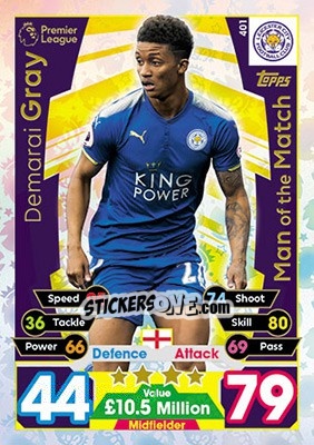 Sticker Demarai Gray - English Premier League 2017-2018. Match Attax - Topps